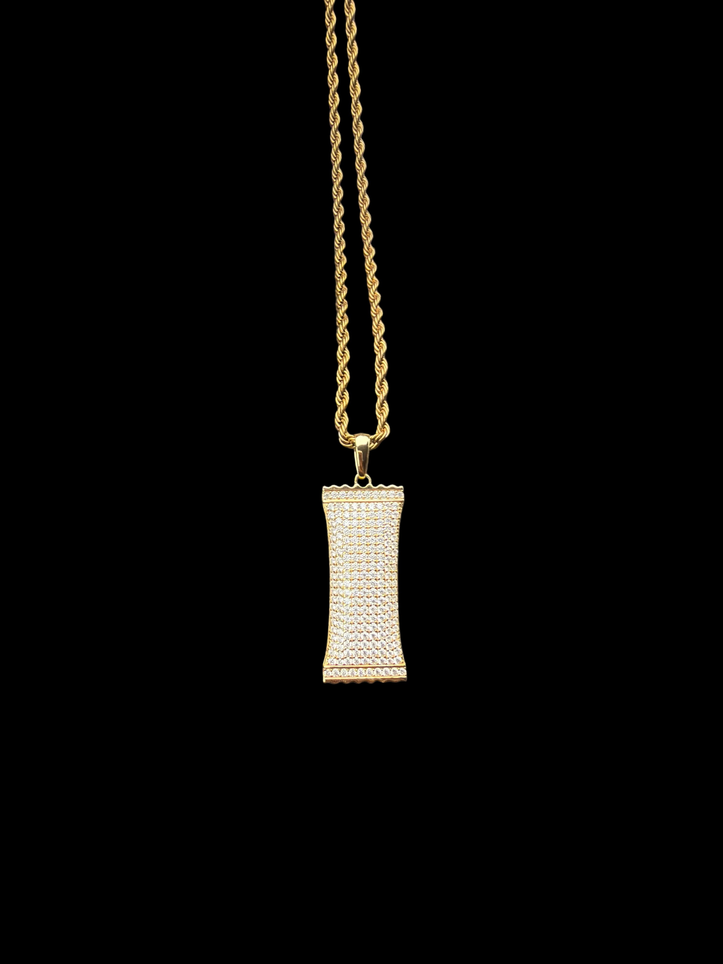 MAGGIE Iced Out Pouch Pendant with Chain