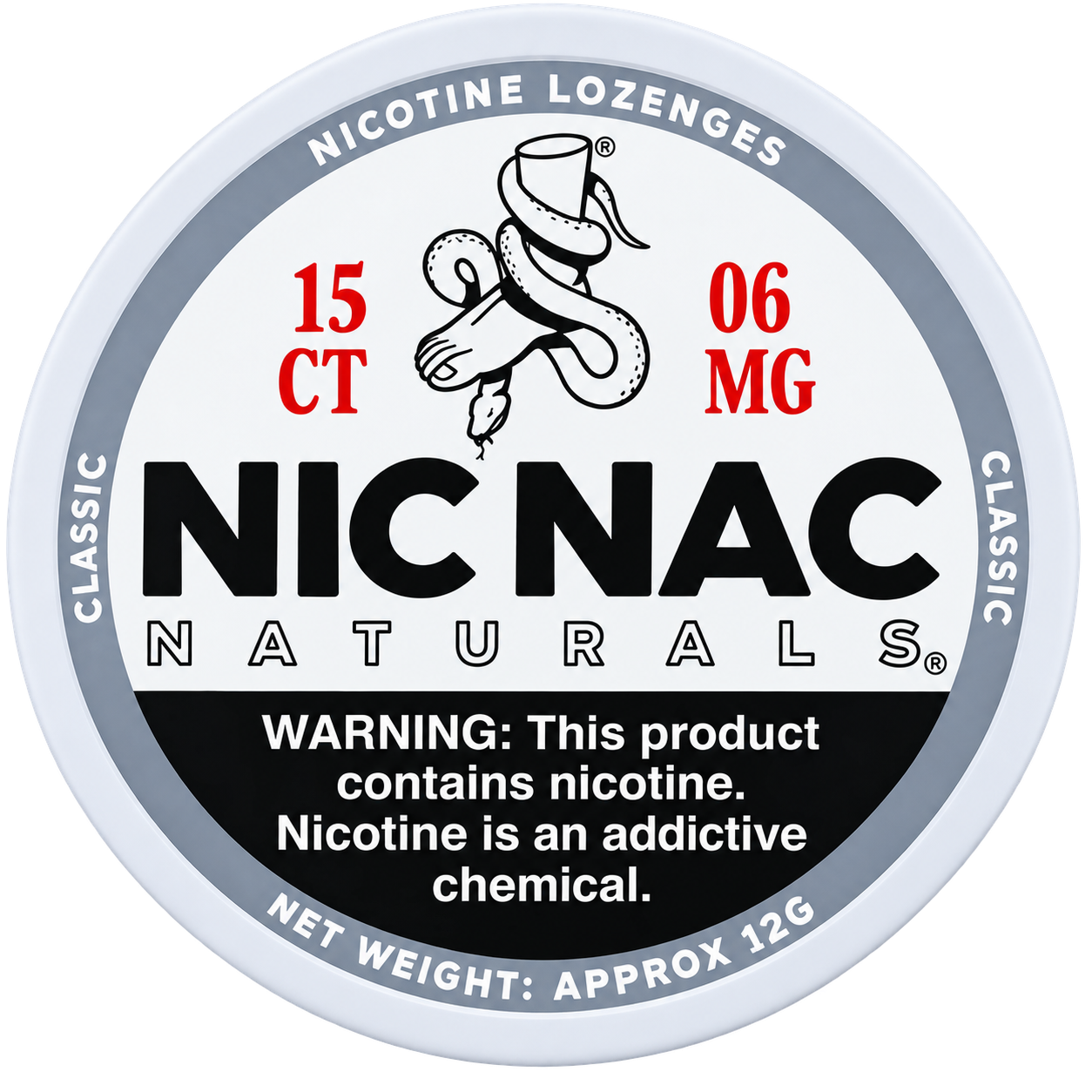 Nic Nac Naturals Classic 6MG Nicotine Lozenges