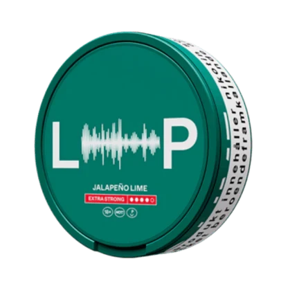 LOOP Jalapeno Lime Extra Strong nicotine pouches can, 12.5mg strength, slim format tobacco-free pouches.