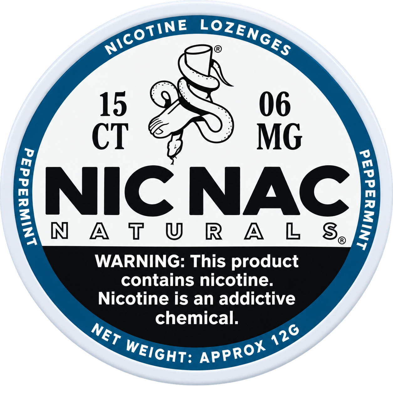 Nic Nac Naturals Peppermint 6MG Nicotine Lozenges
