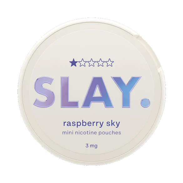 Slay Raspberry Sky 3MG Mini Nicotine Pouches Front View