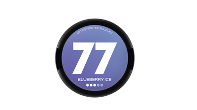 77 Blueberry Ice Nicotine Pouches, tobacco-free slim pods in a 20-piece can