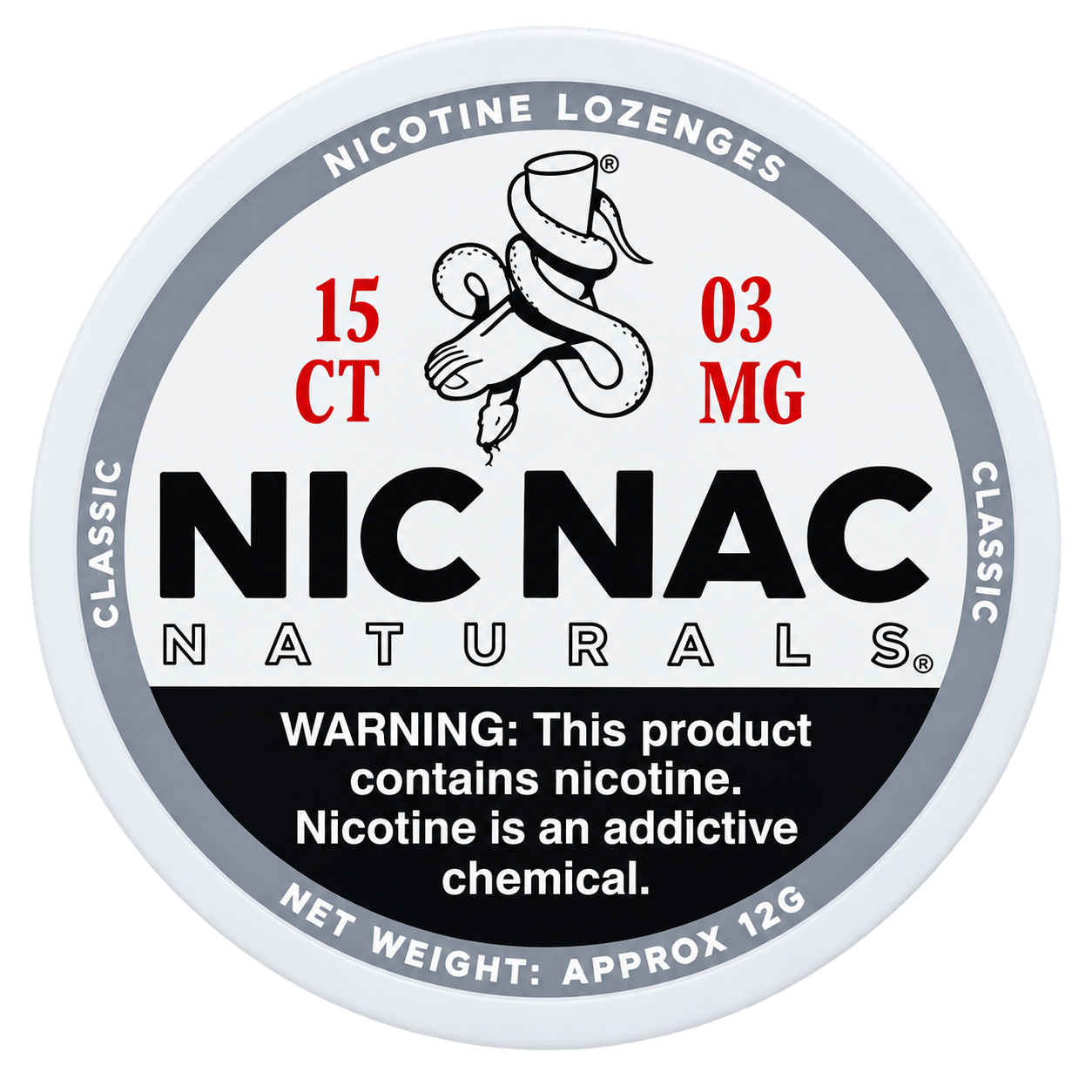 Nic Nac Naturals Classic 3MG Nicotine Lozenges