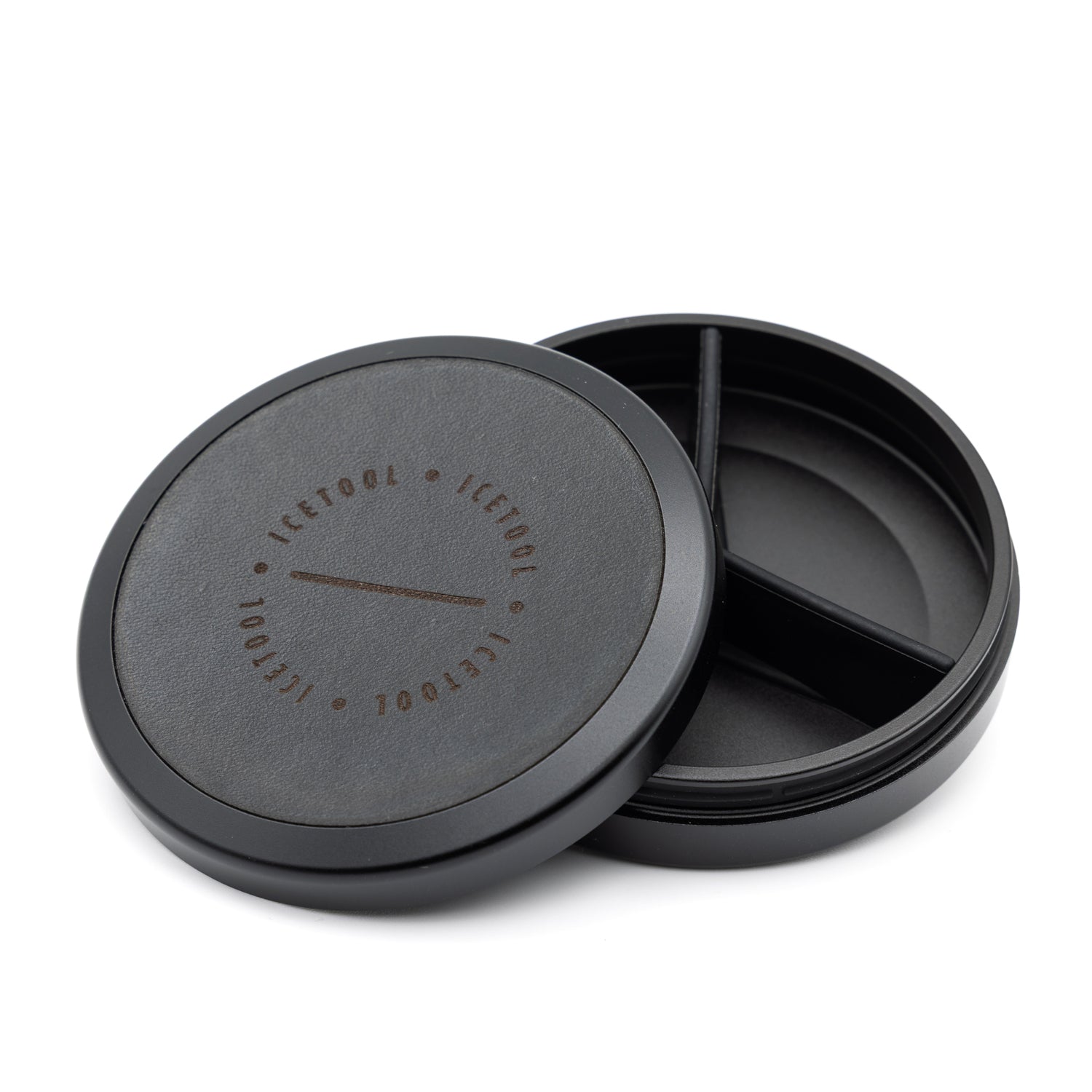 Icetool Tri-Can Leatherface Black Nicotine Pouches Refill Tin Open View