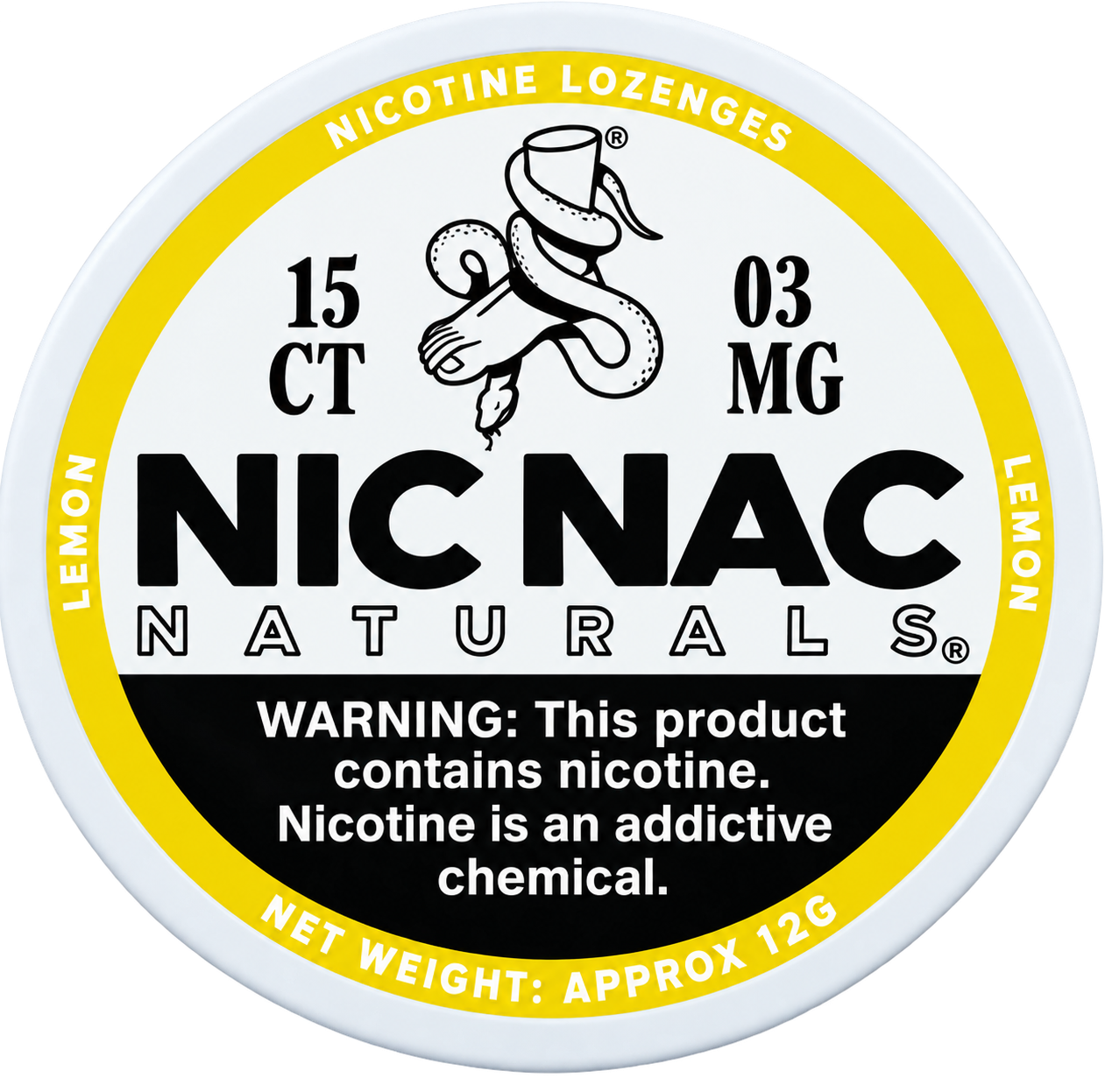 Nic Nac Naturals Lemon 3MG Nicotine Lozenges