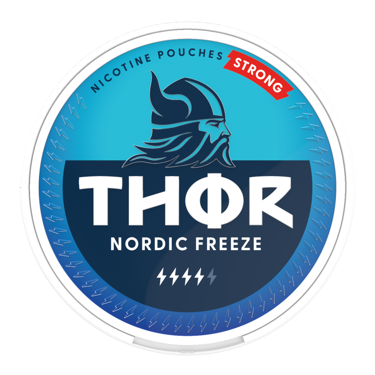 THOR Nordic Freeze Strong 9.5MG (15MG/G) Mint Nicotine Pouches, Front of Can