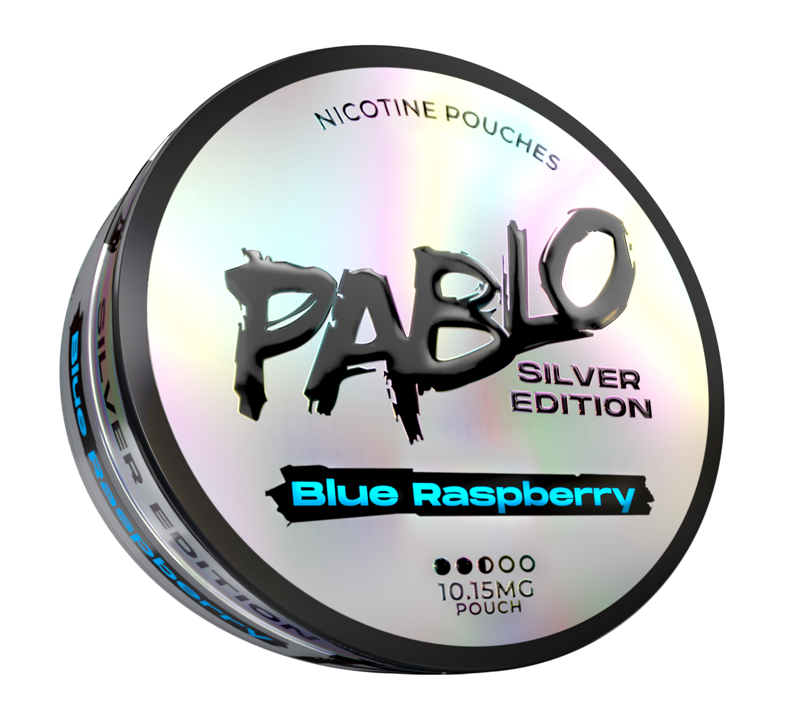 Pablo Silver Blue Raspberry Side View Nicotine Pouches