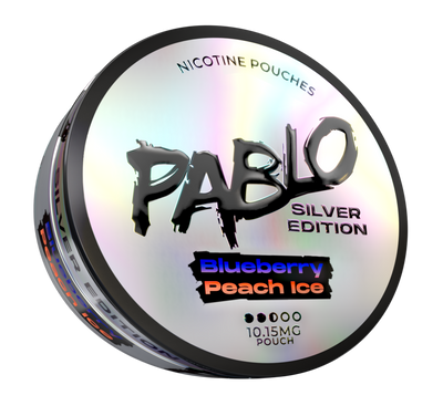 Pablo Silver Blueberry Peach Ice Side View Nicotine Pouches