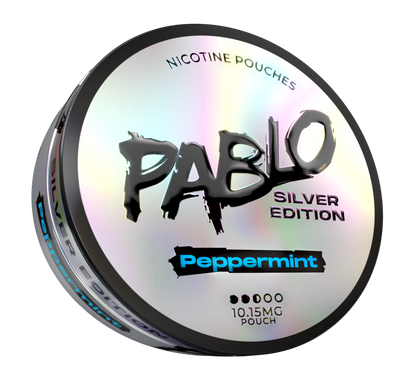 Pablo Silver Peppermint Side View Nicotine Pouches