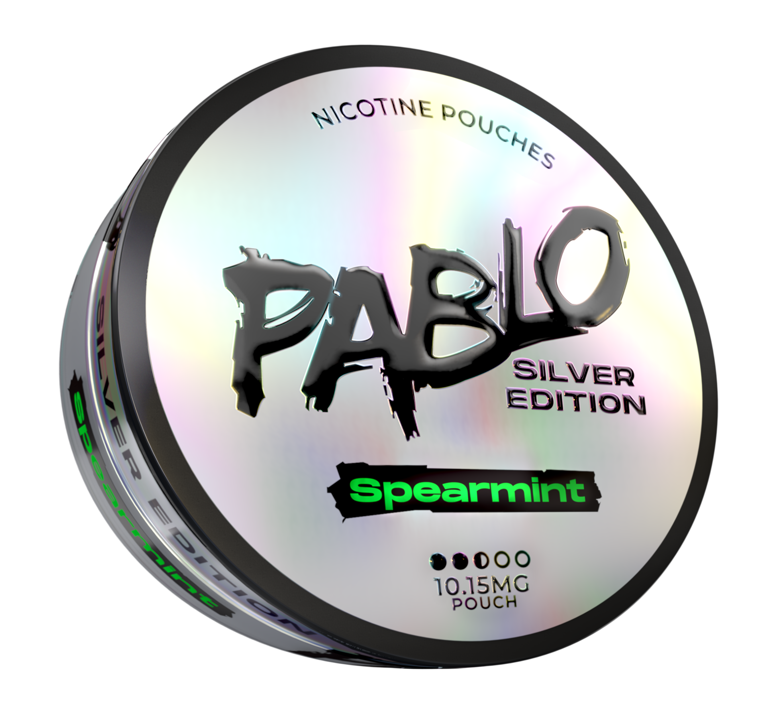 Pablo Silver Spearmint Side View Nicotine Pouches