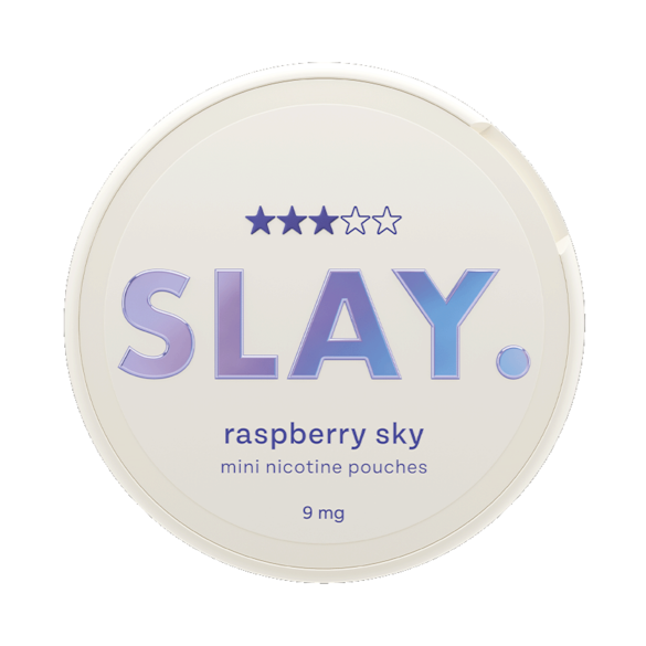Slay Raspberry Sky 9MG Mini Nicotine Pouches Front View