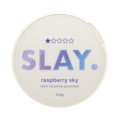 Slay Raspberry Sky 3MG Mini Nicotine Pouches Front View