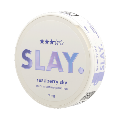 Slay Raspberry Sky 9MG Mini Nicotine Pouches Side View