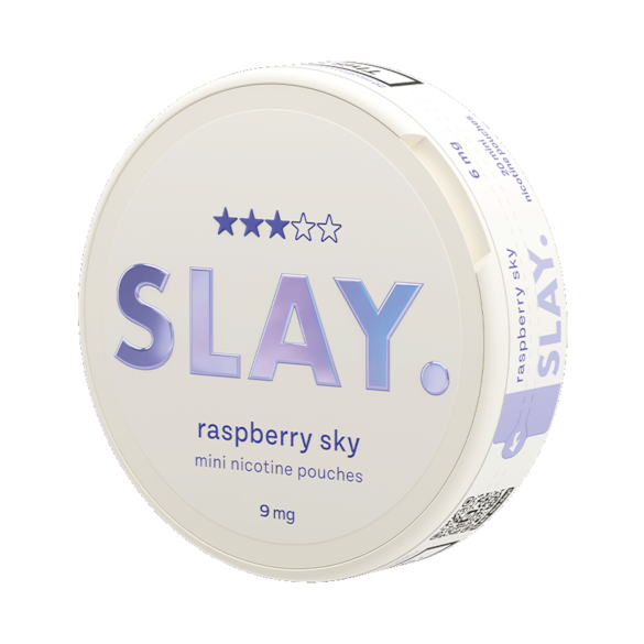 Slay Raspberry Sky 9MG Mini Nicotine Pouches Side View