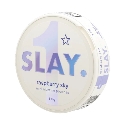 SLAY Raspberry Sky 1MG Mini Nicotine Pouches Side View