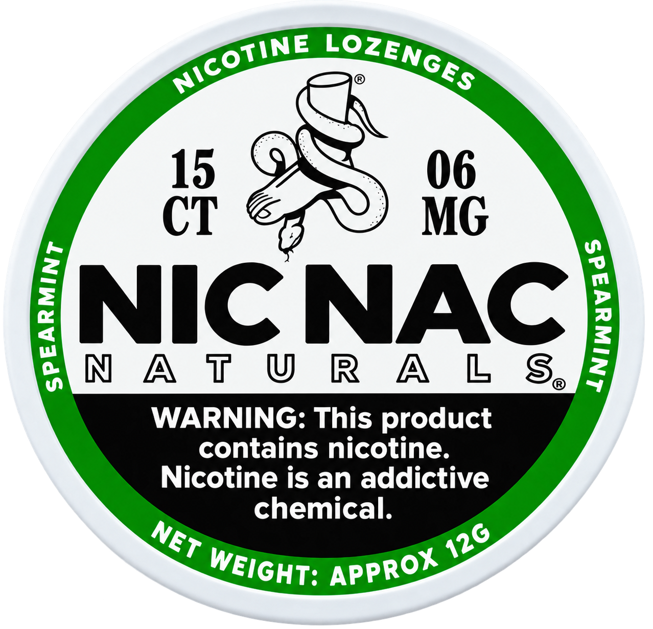 Nic Nac Naturals Spearmint 6MG Nicotine Lozenges