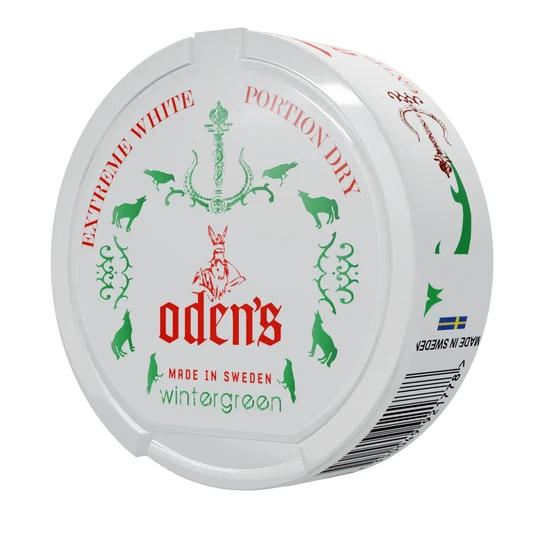 ODENS X-Treme Wintergreen White Dry Portion Chew Bags Side View