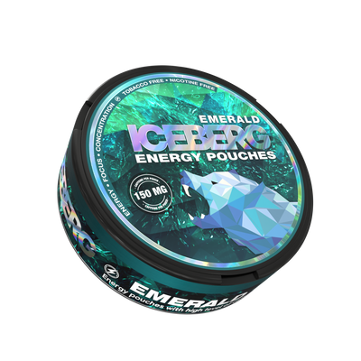 Iceberg Emerald Energy Caffeine Pouches (150mg) - Nicotine Free Can with Polar Bear Graphic
