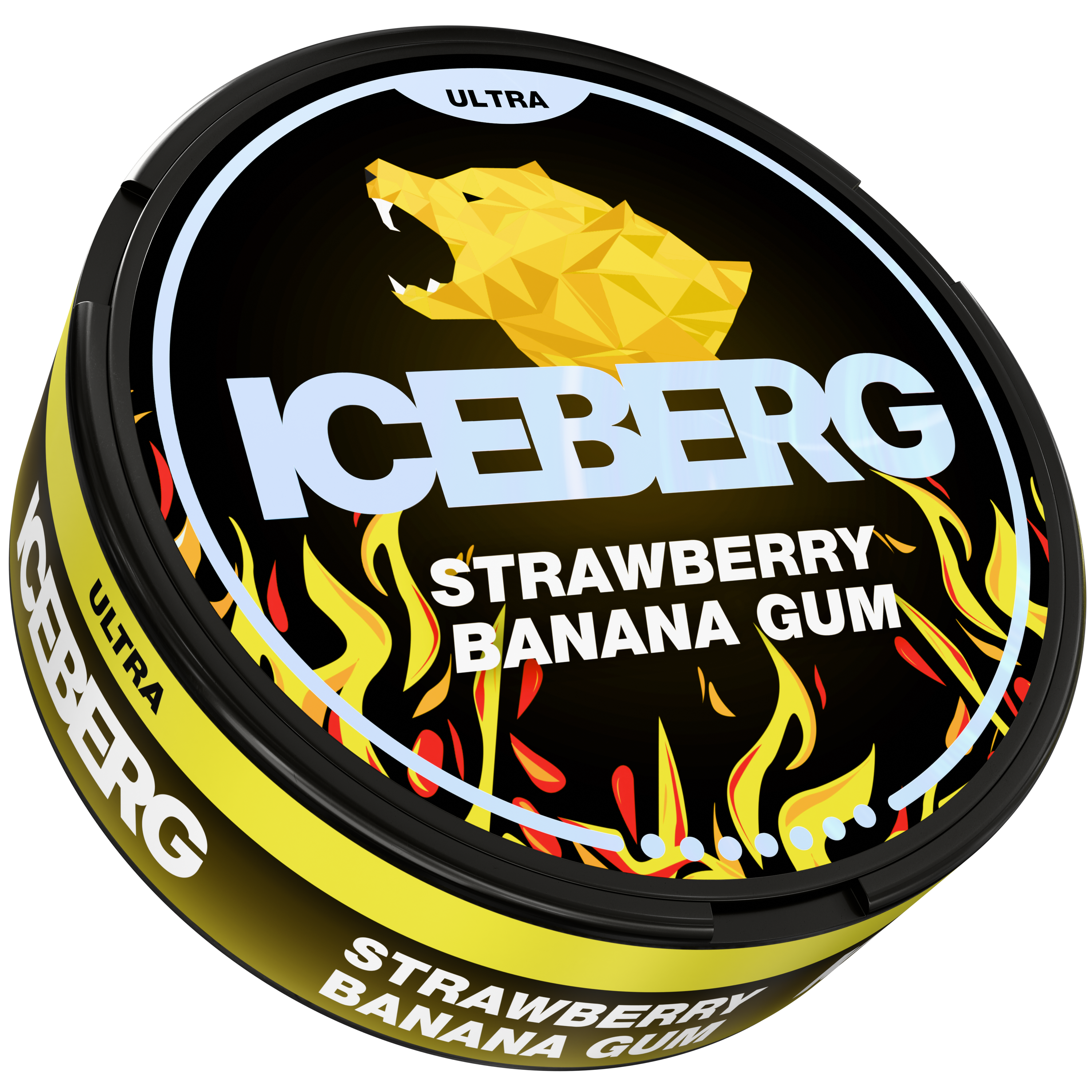 Iceberg Ultra Strawberry Banana Gum Nicotine Pouches Side View