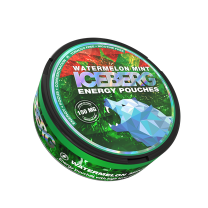 Iceberg Watermelon Mint Energy Pouches 150mg Caffeine - Tobacco-Free and Nicotine-Free Energy Pouch Can